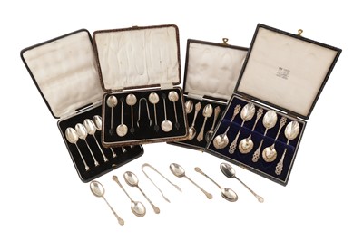 Lot 71 - A MIXED GROUP OF CASED STERLING SILVER FLATWARE SETS