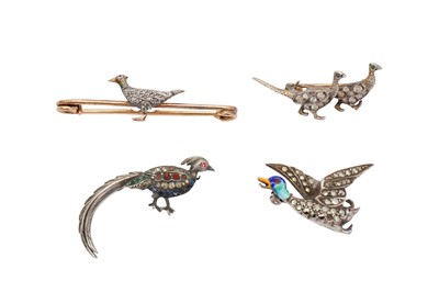 Lot 47 - A GROUP OF FOUR BIRD BROOCHES