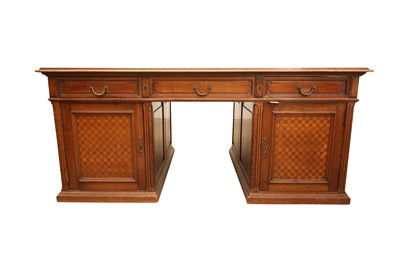 Lot 205 - A FRENCH WALNUT AND PARQUETRY INLAID PARTNERS DESK, LATE 19TH TO EARLY 20TH CENTURY