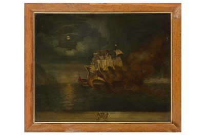 Lot 323 - JAMES POLLARD (BRITISH C.1755-1838) AFTER DOMINIC SERRES (FRENCH 1722-1793) REVERSE GLASS PAINTED PRINT