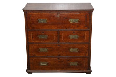 Lot 113 - A REGENCY MAHOGANY AND INDIAN ROSEWOOD CAMPAIGN SECRETAIRE CHEST