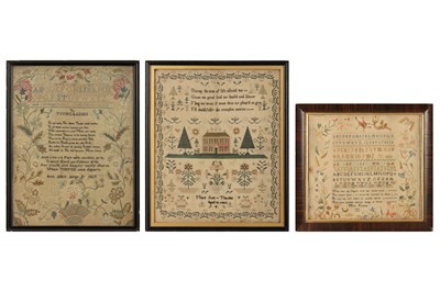 Lot 273 - A GROUP OF THREE NEEDLEWORK SAMPLERS, 19TH CENTURY