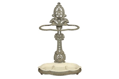 Lot 196 - A FRENCH GODIN GREY PAINTED CAST IRON UMBRELLA STAND, LATE 19TH TO EARLY 20TH CENTURY