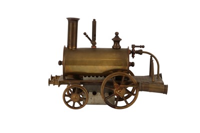 Lot 154 - A BRASS SCRATCH BUILT MODEL OF A BIRMINGHAM DRIBBLER LOCOMOTIVE, 19TH CENTURY