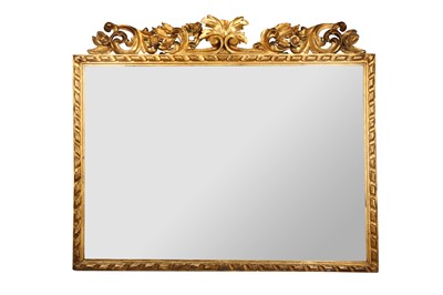 Lot 198 - A CARVED WOOD GILT FRAMED RECTANGULAR WALL MIRROR, 19TH CENTURY