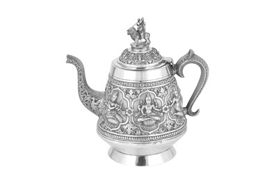 Lot 119 - A late 19th century Anglo - Indian unmarked silver three-piece tea service, Madras circa 1890