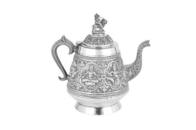 Lot 119 - A late 19th century Anglo - Indian unmarked silver three-piece tea service, Madras circa 1890