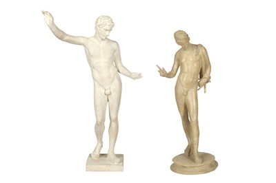 Lot 229 - PURE WHITE LINES, AFTER THE ANTIQUE, A PAIR OF CLASSICAL INSPIRED SCULPTURES