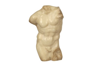 Lot 235 - PURE WHITE LINES, TWO CLASSICAL SCULPTURES OF MALE TORSOS AFTER THE ANTIQUE