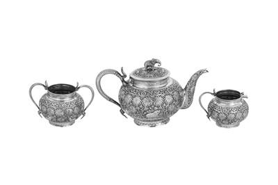 Lot 112 - A good late 19th / early 20th century Anglo – Indian silver three-piece tea service, Lucknow circa 1900 by Durga Parshad and Manohar Das