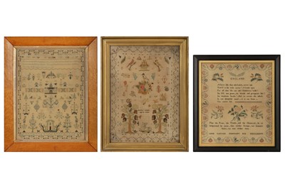 Lot 272 - A GROUP OF THREE NEEDLEWORK SAMPLERS, 19TH CENTURY
