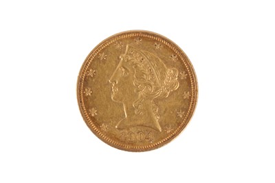 Lot 66 - A UNITED STATES OF AMERICA 1904 GOLD FIVE DOLLARS COIN