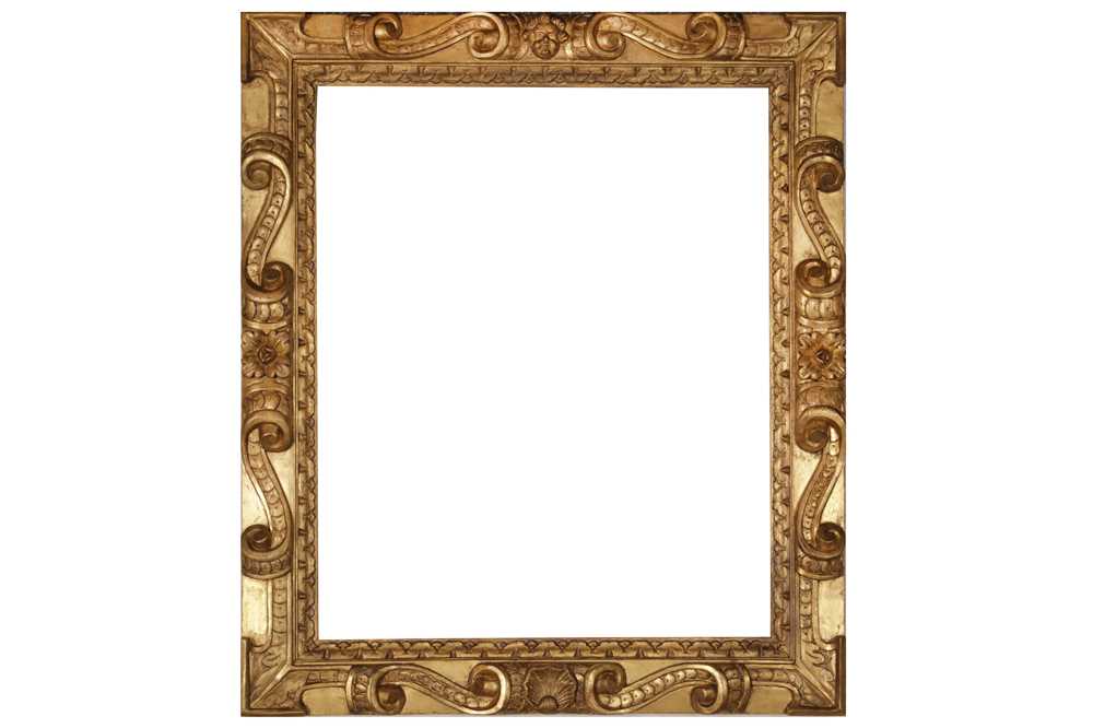 Lot 115 - AN ITALIAN 19TH CENTURY CARVED AND GILDED SANSOVINO FRAME