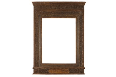 Lot 104 - AN ITALIAN 16TH CENTURY STYLE CARVED, PAINTED AND GILDED TARBERNACLE FRAME