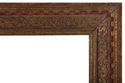 Lot 123 - AN ITALIAN CARVED, DECORATED AND CASTELLATED CASSETTA FRAME (EARLY 20TH CENTURY)