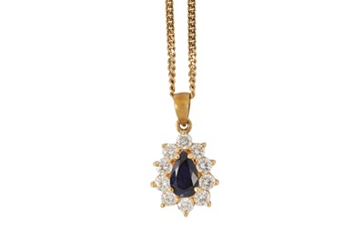 Lot 179 - A sapphire and diamond cluster pendant necklace