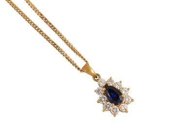 Lot 179 - A sapphire and diamond cluster pendant necklace
