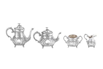 Lot 456 - An Elizabeth II sterling silver four-piece tea and coffee service, Sheffield 1976 by Roberts and Belk