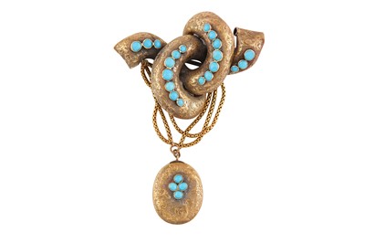 Lot 33 - A turquoise locket brooch