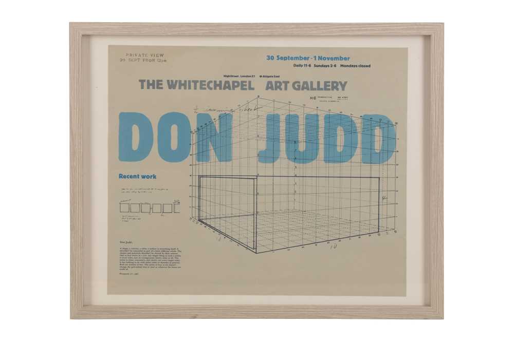 Lot 177 - DON JUDD EXHIBITION POSTER AT THE WHITECHAPEL ART GALLERY, 1970