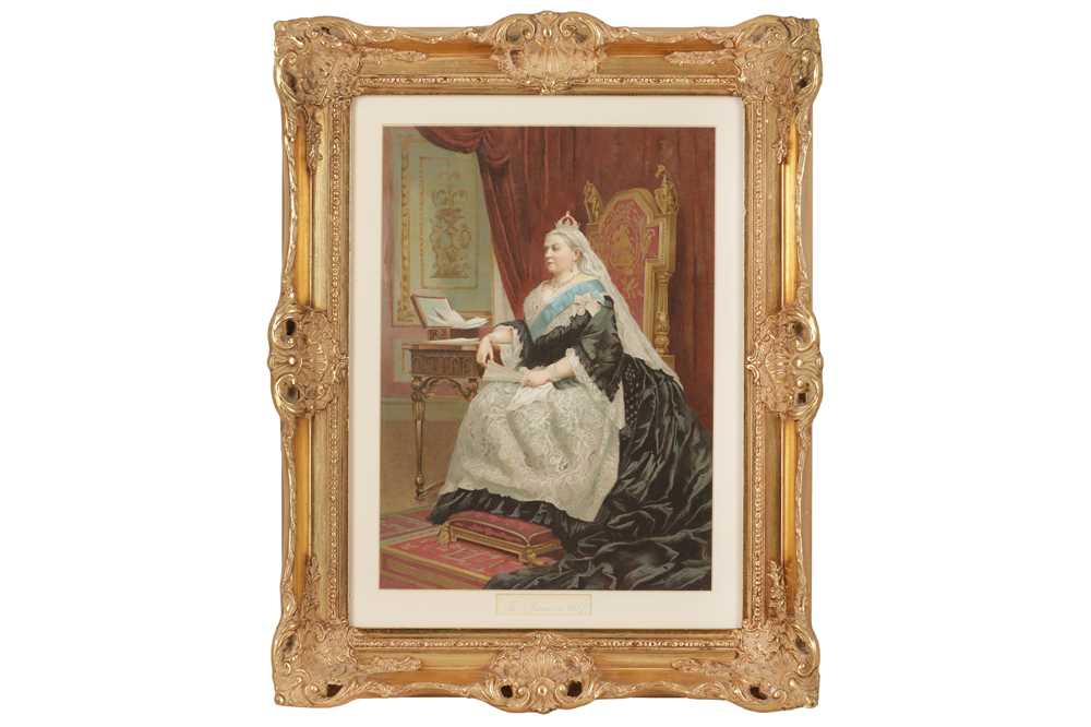 Lot 25 - TWO COLOUR PRINTS DEPICTING QUEEN VICTORIA WEARING THE ORDER OF THE GARTER
