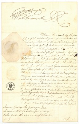 Lot 10 - DOCUMENT SIGNED BY WILLIAM IV, KING OF THE UNITED KINGDOM OF GREAT BRITAIN AND IRELAND (1830-1837)