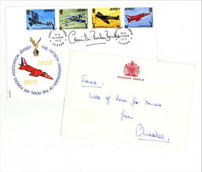 Lot 102 - AUTOGRAPH NOTE SIGNED BY CHARLES, PRINCE OF WALES
