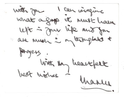 Lot 101 - AUTOGRAPH LETTER FROM CHARLES, PRINCE OF WALES