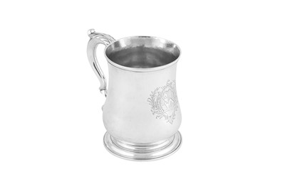 Lot 671 - A good George II sterling silver pint mug, London 1744 by John Eckfourd II (this mark reg. 20th June 1739)