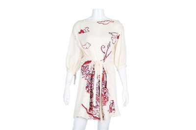 Lot 80 - Louis Vuitton Cream Silk Eiffel Tower Print Dress - Size 36