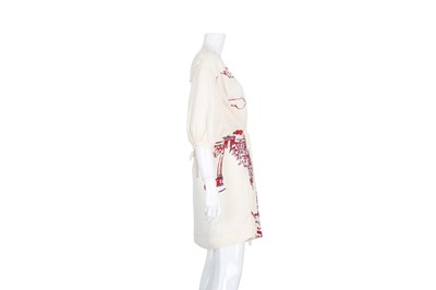 Lot 80 - Louis Vuitton Cream Silk Eiffel Tower Print Dress - Size 36