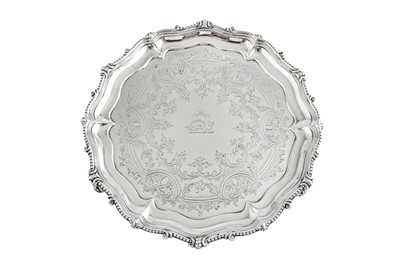 Lot 511 - A Victorian sterling silver salver, London 1860 by messrs Barnard