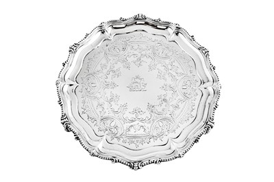 Lot 590 - A Victorian sterling silver salver, London 1860 by messrs Barnard