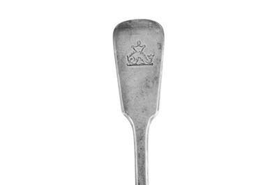 Lot 396 - A Victorian sterling silver soup ladle and basting spoons, London 1869 by George Adams of Chawner and Co