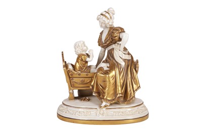Lot 430 - A PORCELAIN FIGURAL GROUP MOTHER AND HER CHILD, LATE 19TH CENTURY