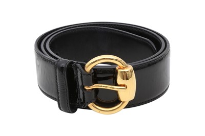 Lot 337 - Gucci Black Horsebit Ring Belt - Size 80