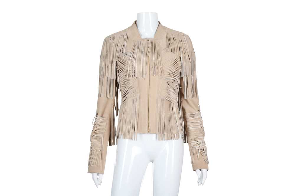 Lot 240 - Gucci Beige Suede Fringed Jacket