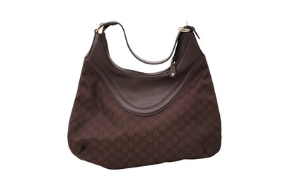 Lot 79 - Gucci Brown Monogram Crest Hobo Bag