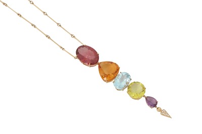 Lot 228 - A multi-gem pendant necklace