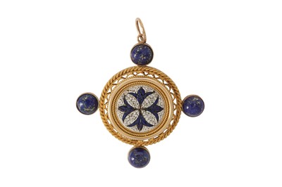 Lot 206 - A lapis lazuli micromosaic pendant