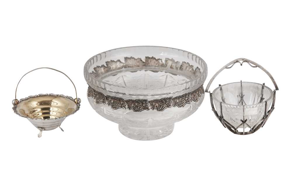 Lot 43 - A MID TO LATE 20TH CENTURY RUSSIAN SOVIET SILVER MOUNTED GLASS PUNCH BOWL