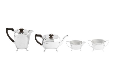 Lot 458 - A George VI Art Deco sterling silver four-piece tea and coffee service, Sheffield 1946 by L. Harrison