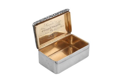 Lot 13 - A George III sterling silver snuff box, London 1818 by William Elerby