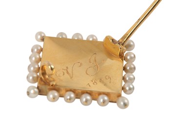 Lot 29 - An enamel, pearl and diamond brooch
