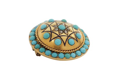 Lot 48 - A turquoise and diamond brooch