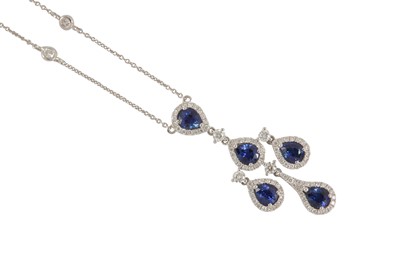 Lot 170 - A sapphire and diamond pendant necklace