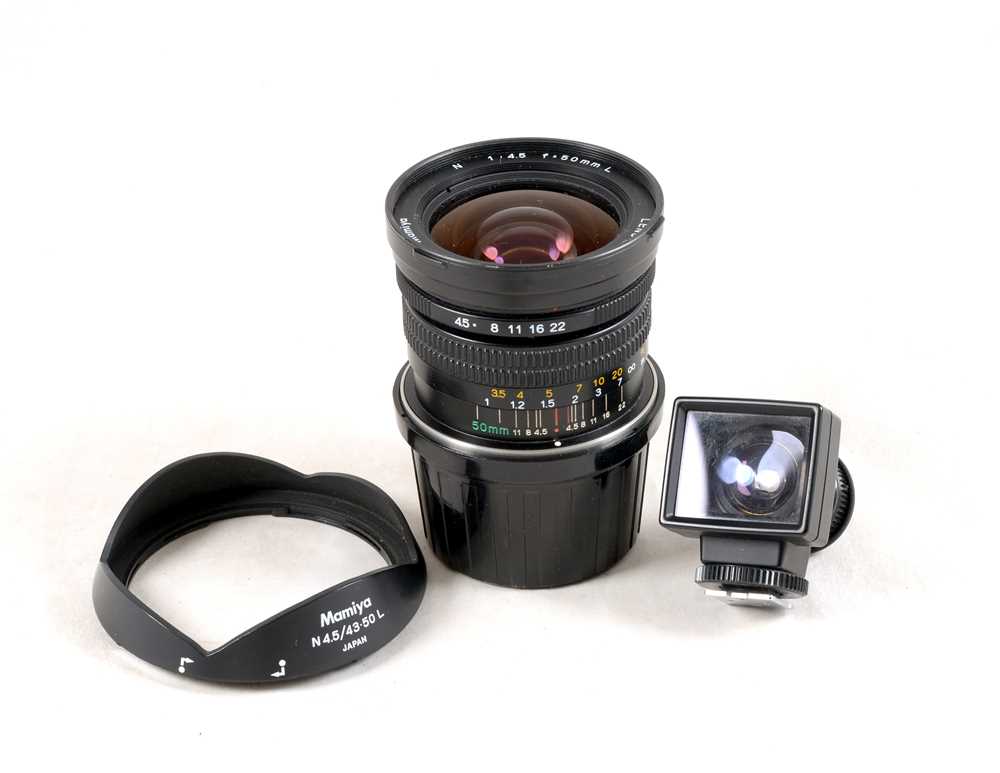 Lot 264 - 50mm L f4.5 Wide Angle Lens & Finder for Mamiya 7.