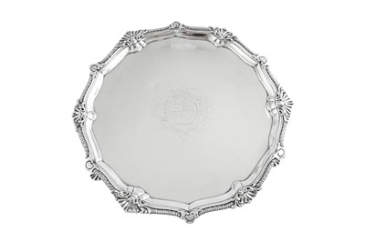 Lot 650 - A George II / George III Irish sterling silver salver, Dublin circa 1760 by William Townsend (active 1726-75)