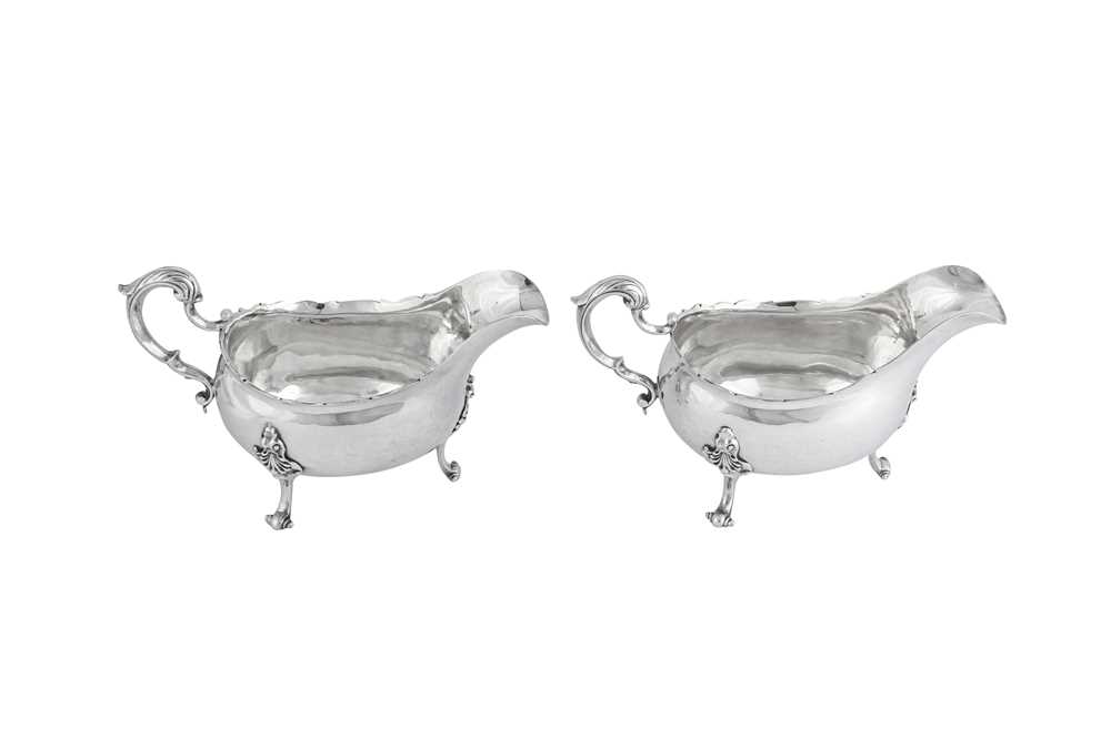 Lot 649 - A pair of very large George III Irish sterling silver sauceboats, Dublin circa 1770 by Ambrose Boxwell (active 1768-1823)