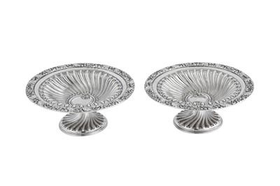 Lot 491 - A pair of Victorian Irish sterling silver bon bon dishes, Dublin 1892 by M.H (untraced)
